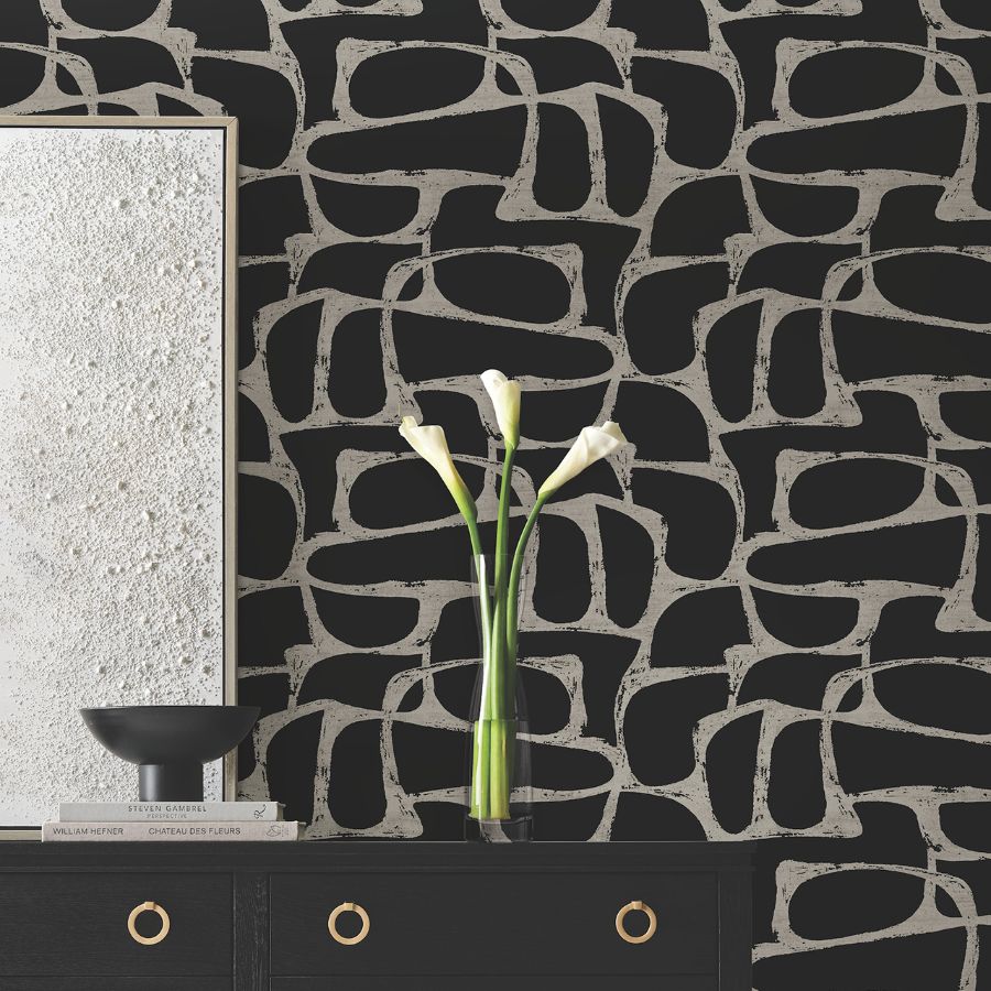 Purchase Df3352 | Decadence Ii, Craftsman Geometric Black - Candice Olson Wallpaper