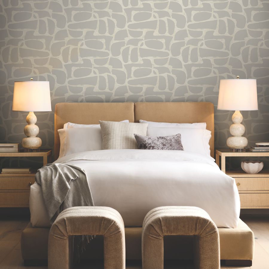 Purchase Df3354 | Decadence Ii, Craftsman Geometric Taupe - Candice Olson Wallpaper