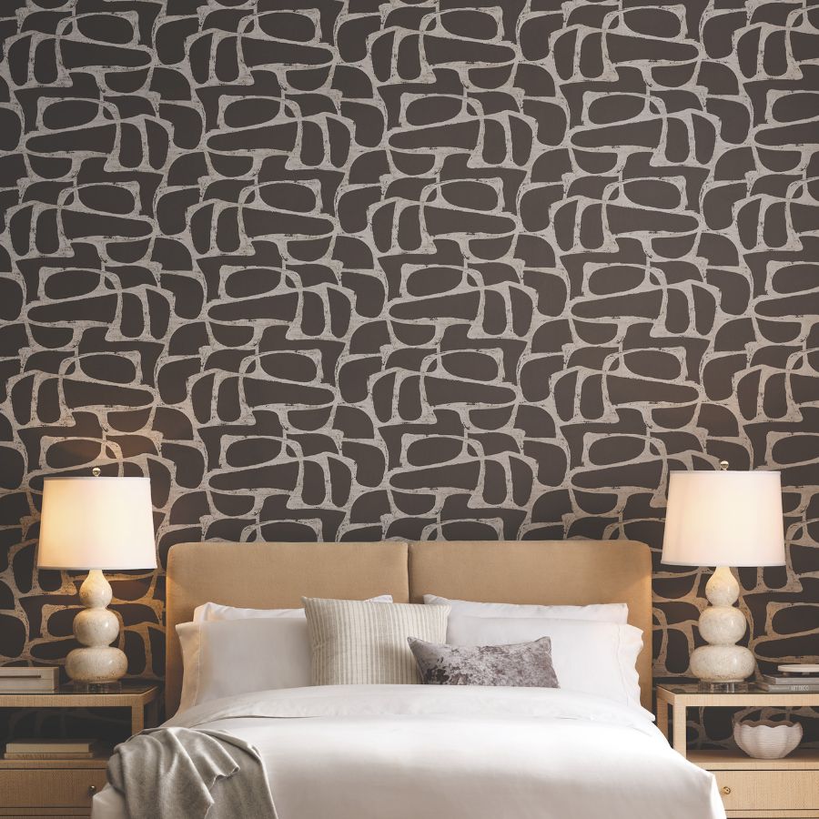 Purchase Df3355 | Decadence Ii, Craftsman Geometric Mocha - Candice Olson Wallpaper