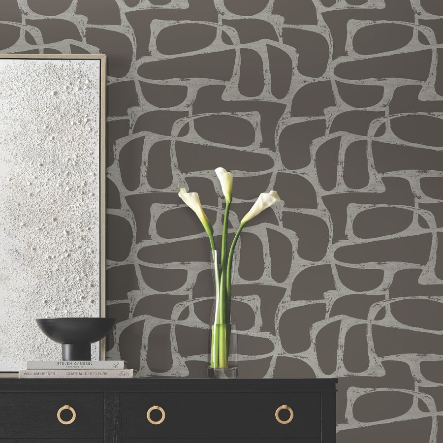 Purchase Df3355 | Decadence Ii, Craftsman Geometric Mocha - Candice Olson Wallpaper