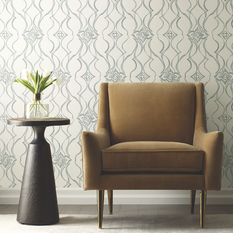 Purchase Df3373 | Decadence Ii, Pirouette White & Silver - Candice Olson Wallpaper