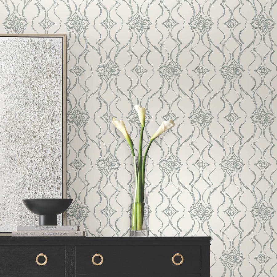 Purchase Df3373 | Decadence Ii, Pirouette White & Silver - Candice Olson Wallpaper