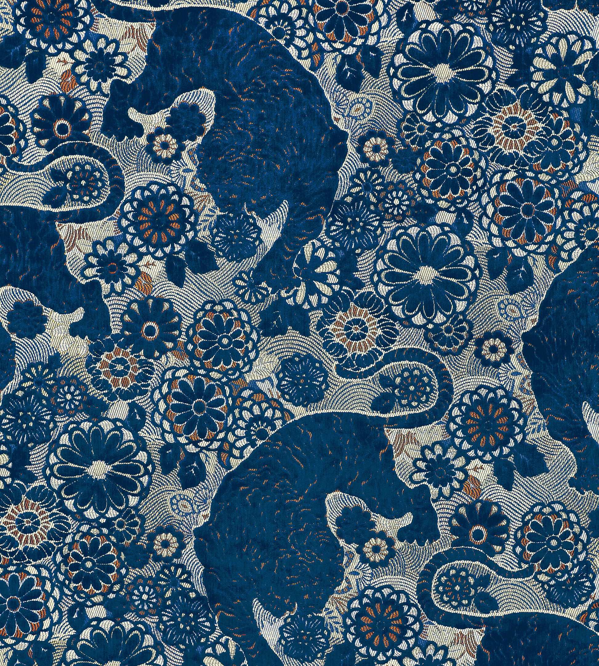 Purchase Old World Weavers Fabric Item# EA 000218V1, Siberian Tiger Sapphire Flame 1