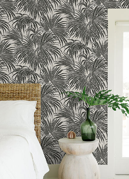 Purchase ESS6016 NuWallpaper Wallpaper, Black & White Cassava Palm Peel & Stick - Egypt Sherrod NuWallpaper1
