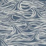 Sample F1193-03 Surf Navy Modern Chinoiserie Clarke And Clarke Fabric