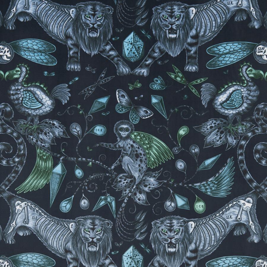 Sample F1208/01 Extinct Velvet Animal/Insect Clarke And Clarke Fabric