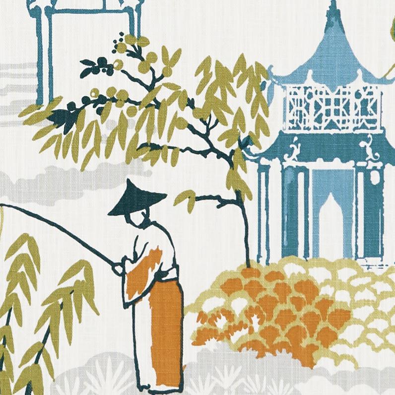 Sample F1290/04 Pagoda Modern Chinoiserie Clarke And Clarke Fabric