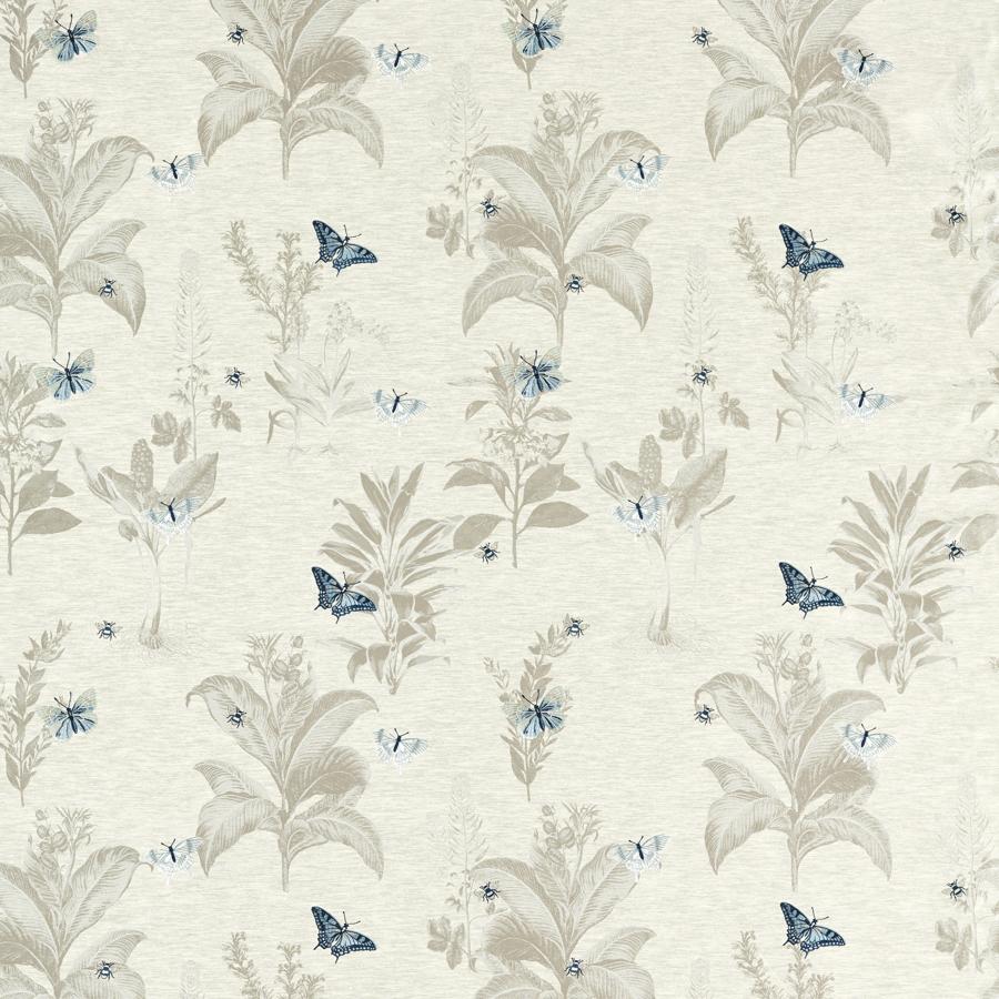 Sample F1432-04 Monarch Mineral/Denim Botanical Clarke And Clarke Fabric