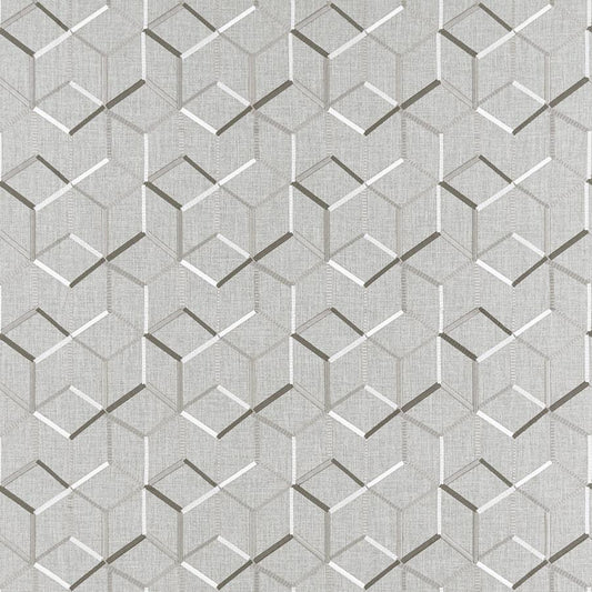 Order F1443/01 Linear Charcoal Geometric by Clarke And Clarke Fabric