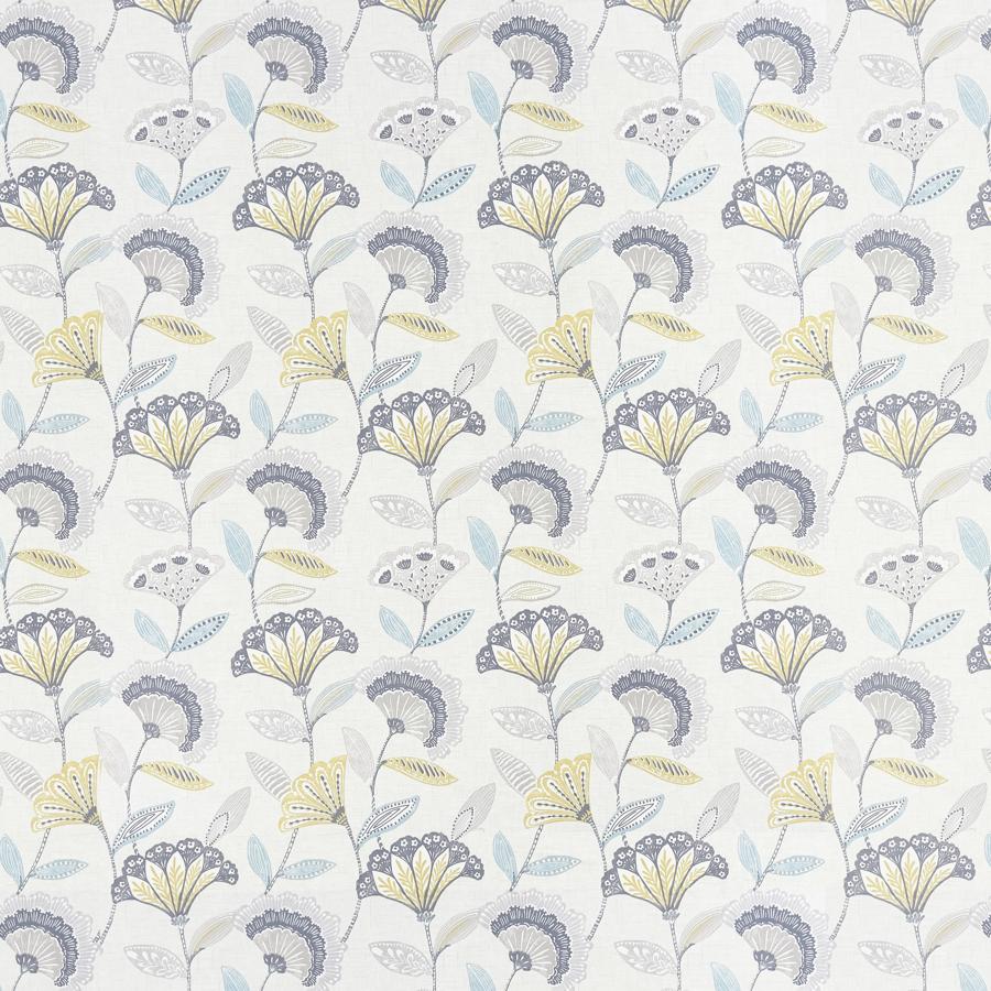 Sample F1462-01 Bohemia Charcoal/Ochre Botanical Clarke And Clarke Fabric