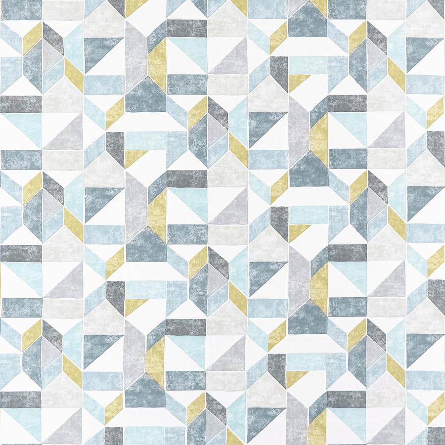 Sample F1464-01 Lanna Charcoal/Ochre Geometric Clarke And Clarke Fabric