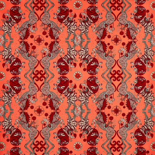 Looking F1474/01 Caspian Velvet Coral Animal/Insect by Clarke And Clarke Fabric