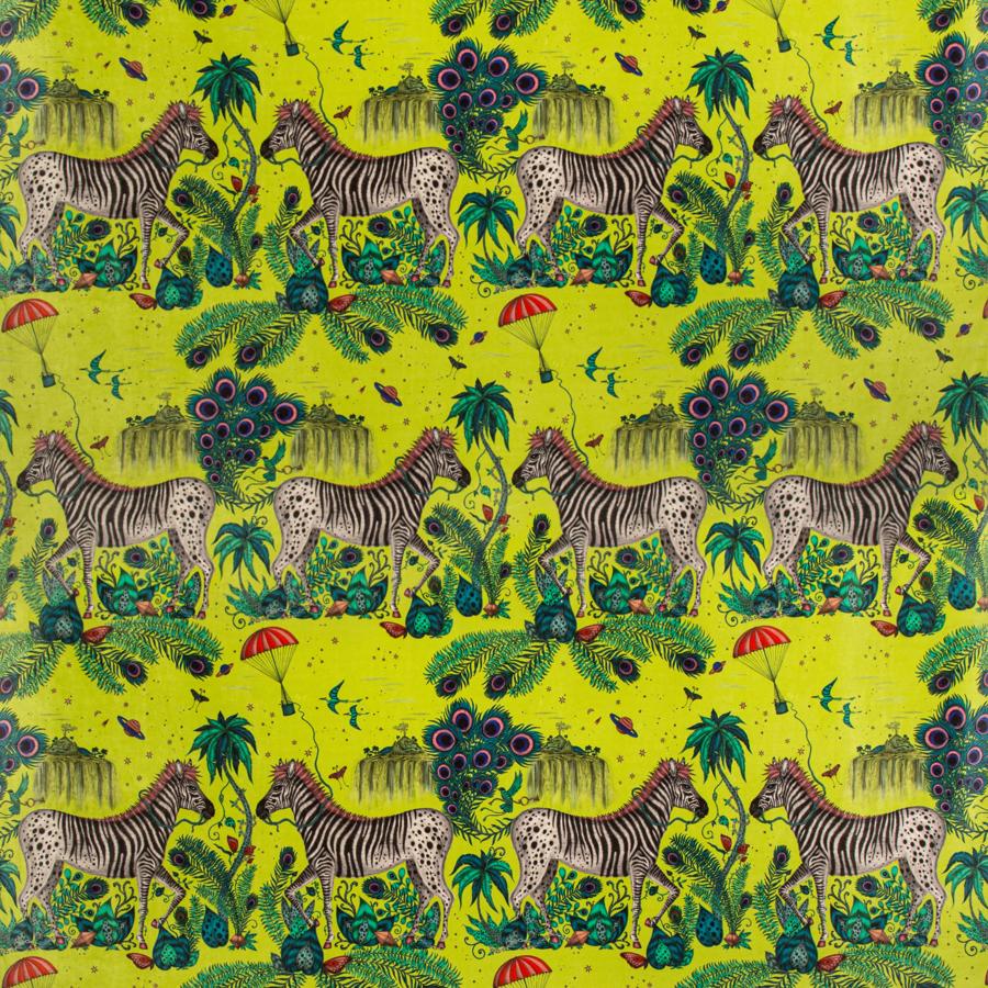 Sample F1477-01 Lost World Velvet Lime Animal/Insect Clarke And Clarke Fabric