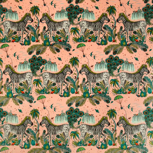 Sample F1477/03 Lost World Velvet Pink Animal/Insect Clarke And Clarke Fabric