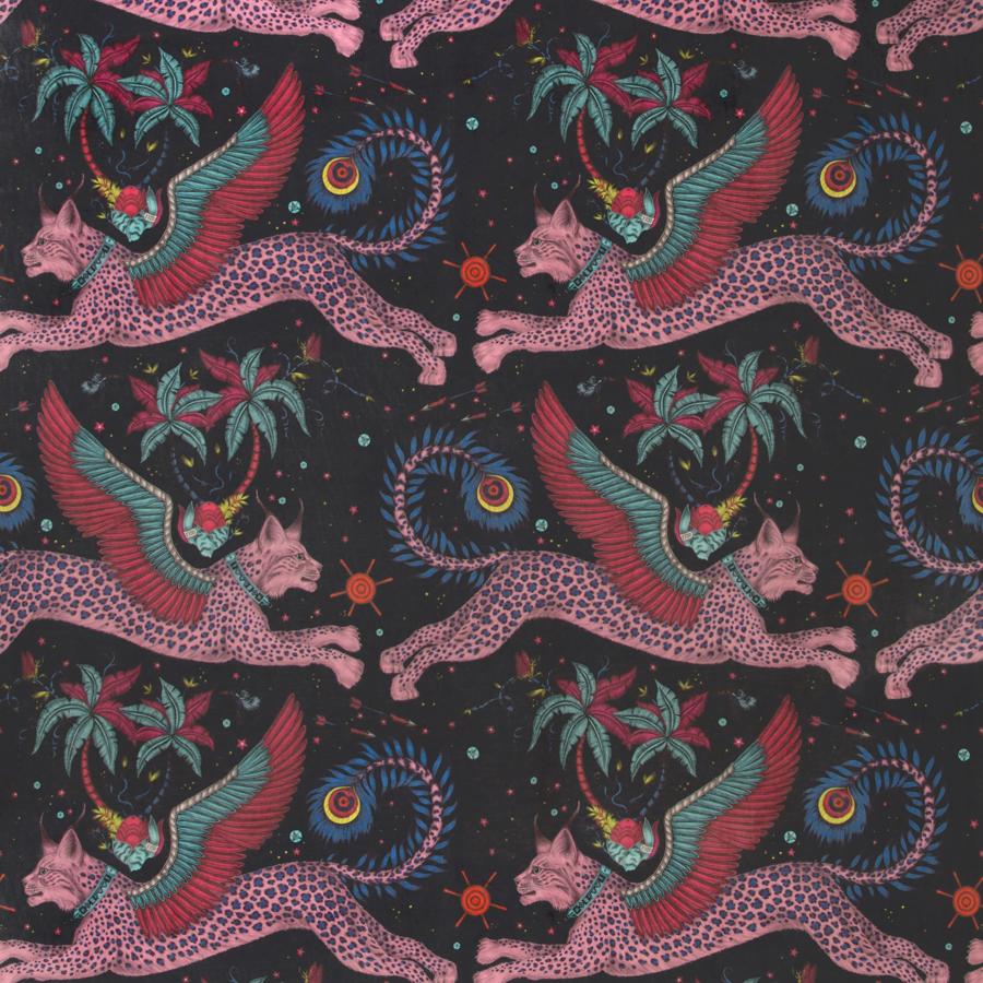 Looking F1478/03 Lynx Velvet Navy Animal/Insect by Clarke And Clarke Fabric