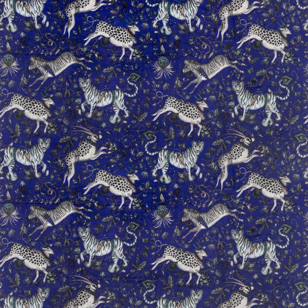 Sample F1479/01 Protea Velvet Blue Animal/Insect Clarke And Clarke Fabric
