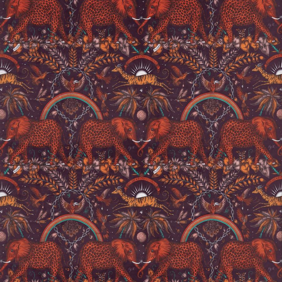 Purchase F1481/03 Zambezi Velvet Wine Animal/Insect by Clarke And Clarke Fabric