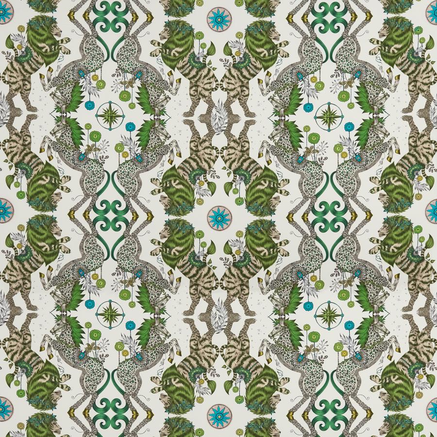 Select F1482/02 Caspian Satin Lime Animal/Insect by Clarke And Clarke Fabric