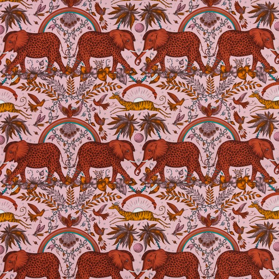 Sample F1487-01 Zambezi Satin Blush Animal/Insect Clarke And Clarke Fabric