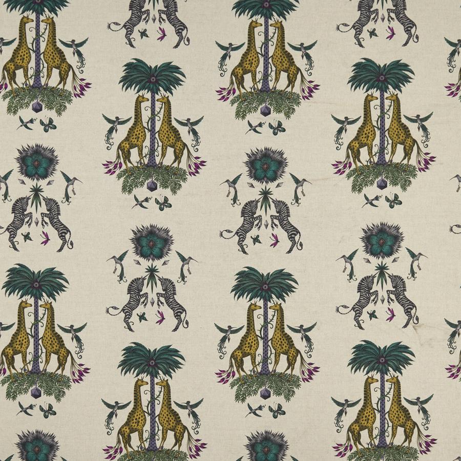 Select F1490/02 Creatura Linen Yellow Animal/Insect by Clarke And Clarke Fabric