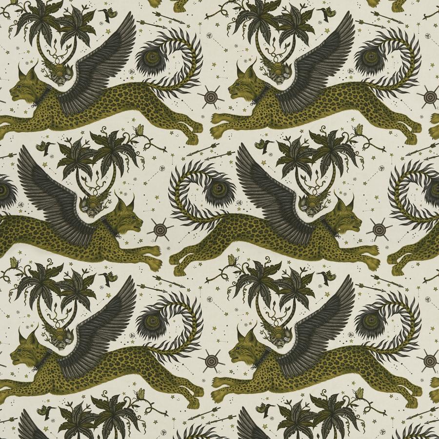 Order F1492/01 Lynx Linen Gold Animal/Insect by Clarke And Clarke Fabric