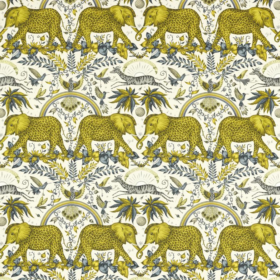 Looking F1495/01 Zambezi Linen Gold Animal/Insect by Clarke And Clarke Fabric