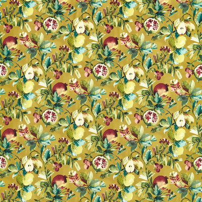 Sample -F1515/03 | Fruta Ochre Velvet Botanical & Floral - Clarke And Clarke Fabric