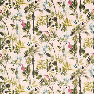 Sample -F1517/01 | Palm Blush Velvet Animal/Insects - Clarke And Clarke Fabric
