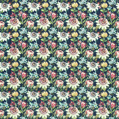 Sample -F1520/01 | Paradise Midnight Velvet Botanical & Floral - Clarke And Clarke Fabric