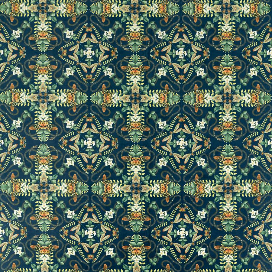 Search F1585/01 Emerald Forest Midnight Velvet Animal/Insects by Clarke And Clarke Fabric