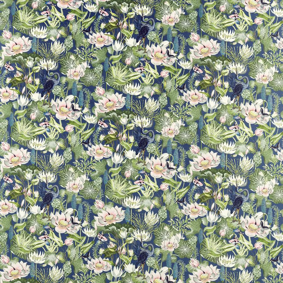 Search F1591/02 Waterlily Midnight Velvet Animal/Insects by Clarke And Clarke Fabric