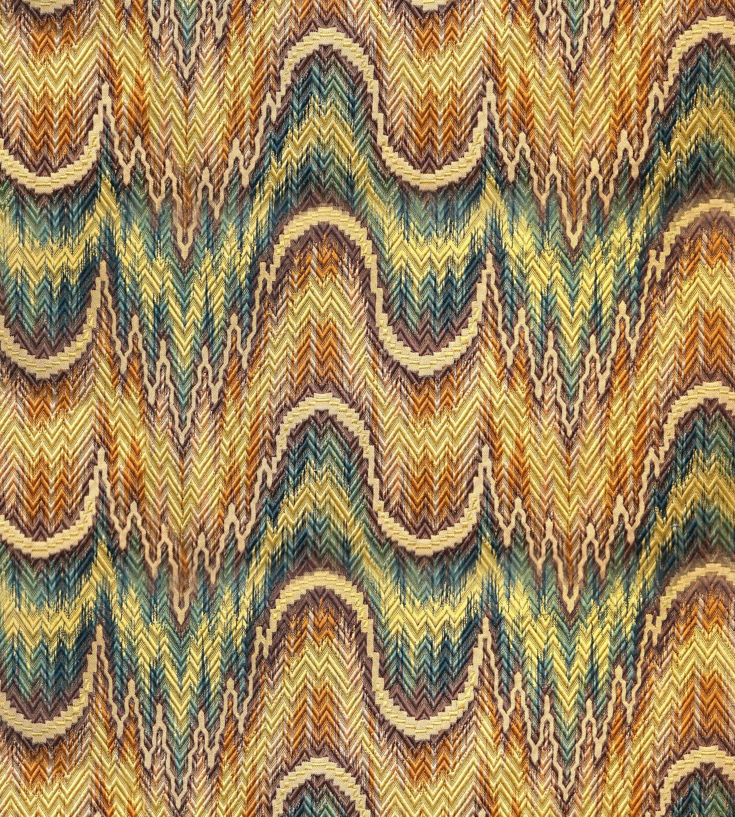 Purchase Old World Weavers Fabric Pattern number F1 00012639, Point De Hongrie Brown / Green / Gold 1