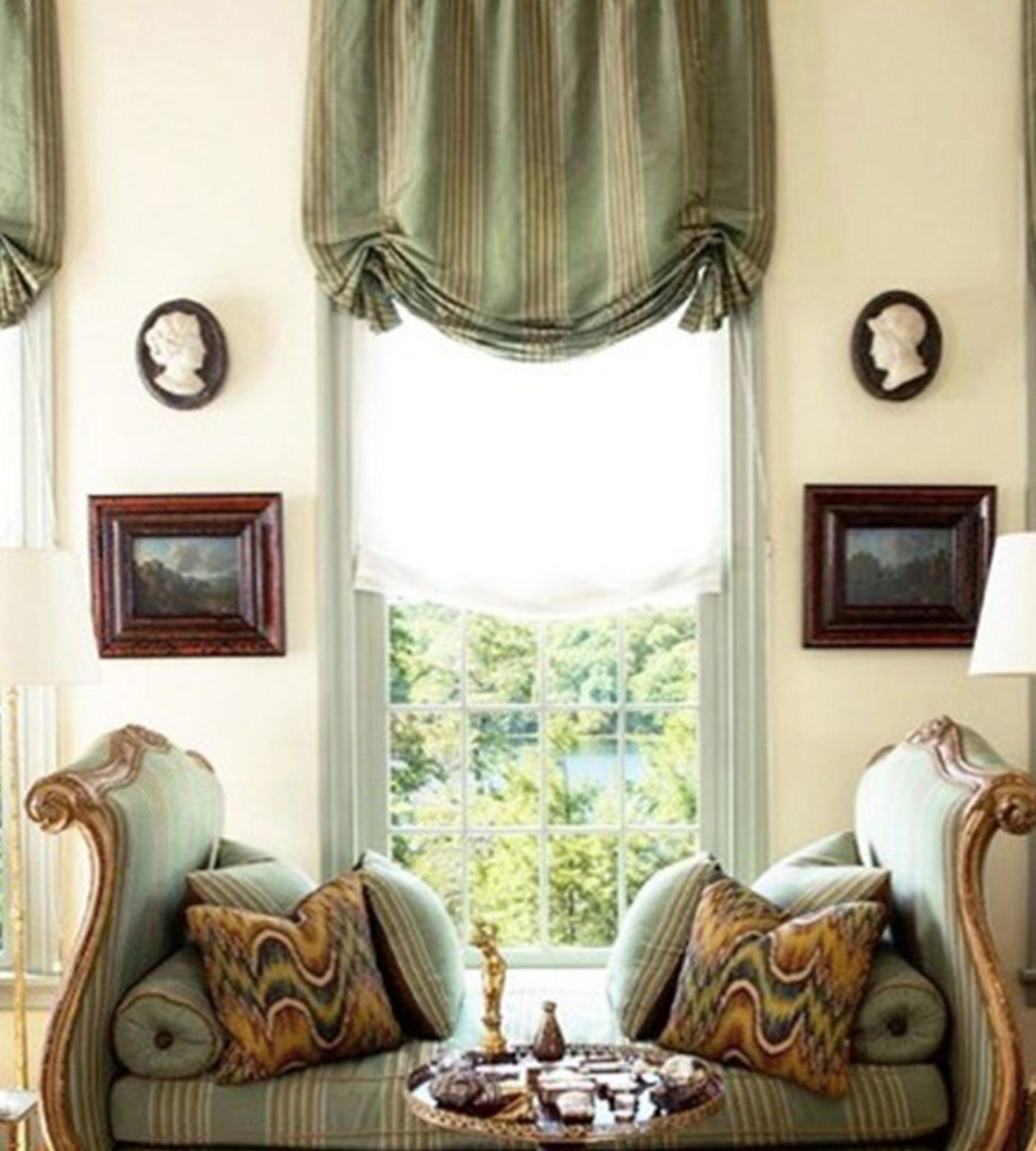 Purchase Old World Weavers Fabric Pattern number F1 00012639, Point De Hongrie Brown / Green / Gold 2