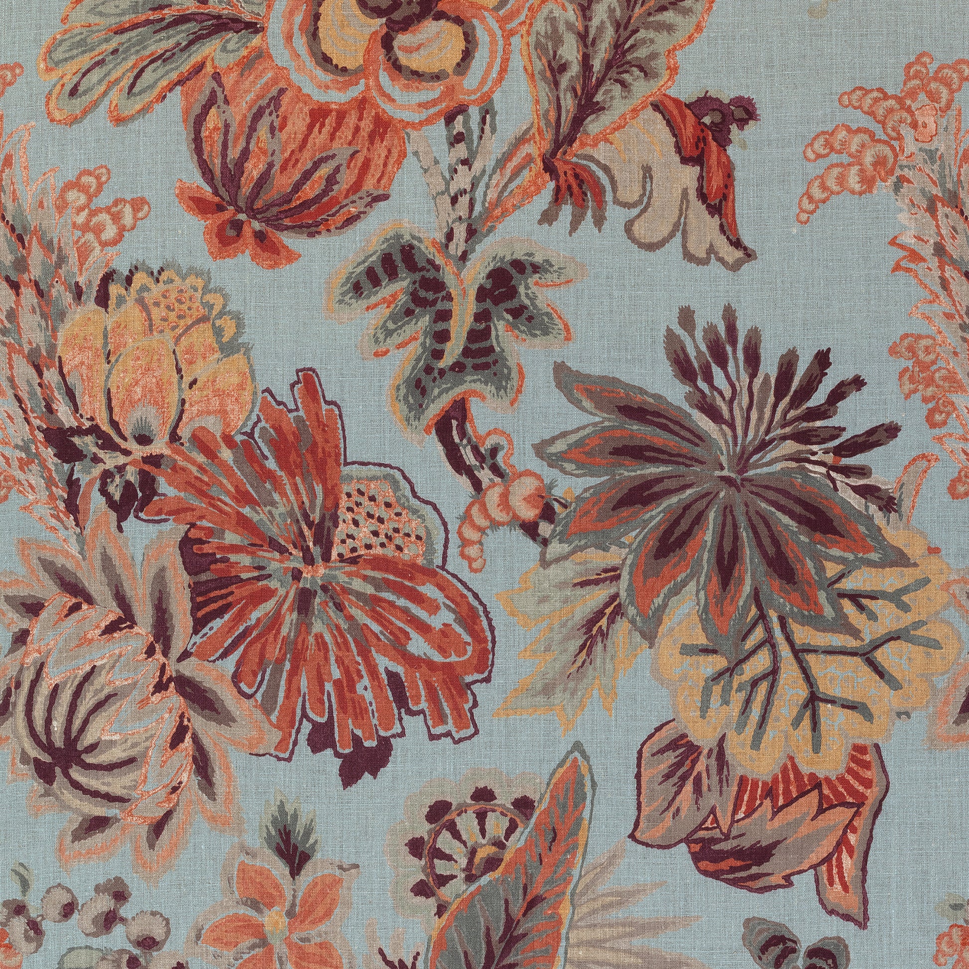 Buy samples of F910215 Floral Gala Printed Colony Thibaut Fabrics