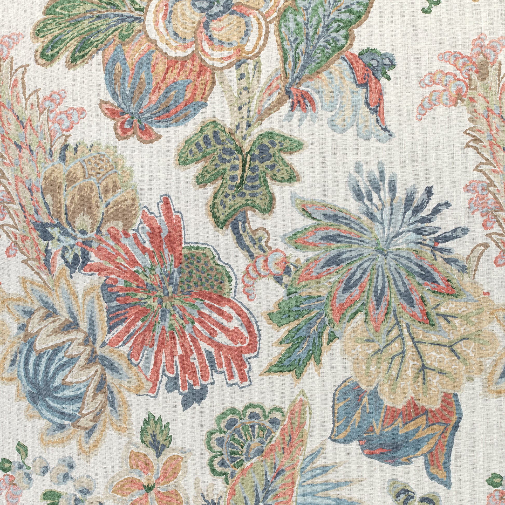 Buy samples of F910217 Floral Gala Printed Colony Thibaut Fabrics