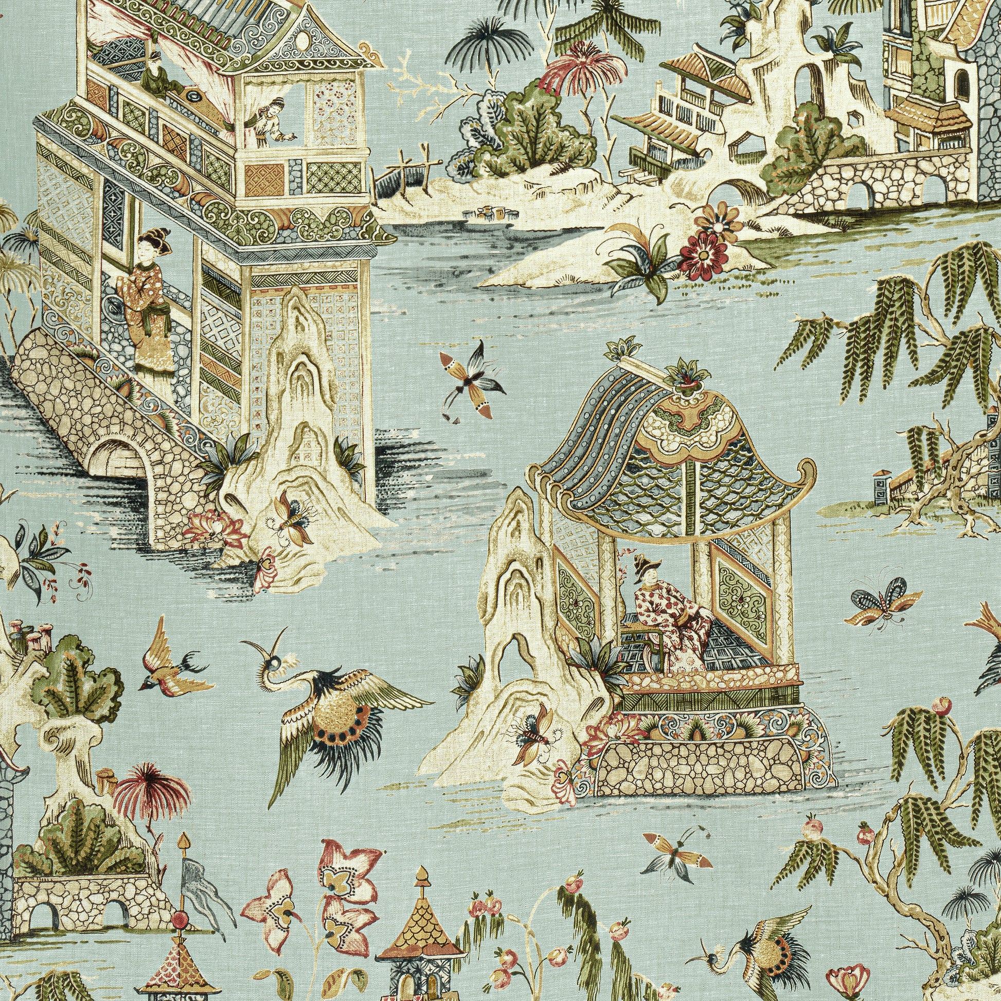 Purchase Thibaut Fabric Product F913617 pattern name Grand Palace color Mist