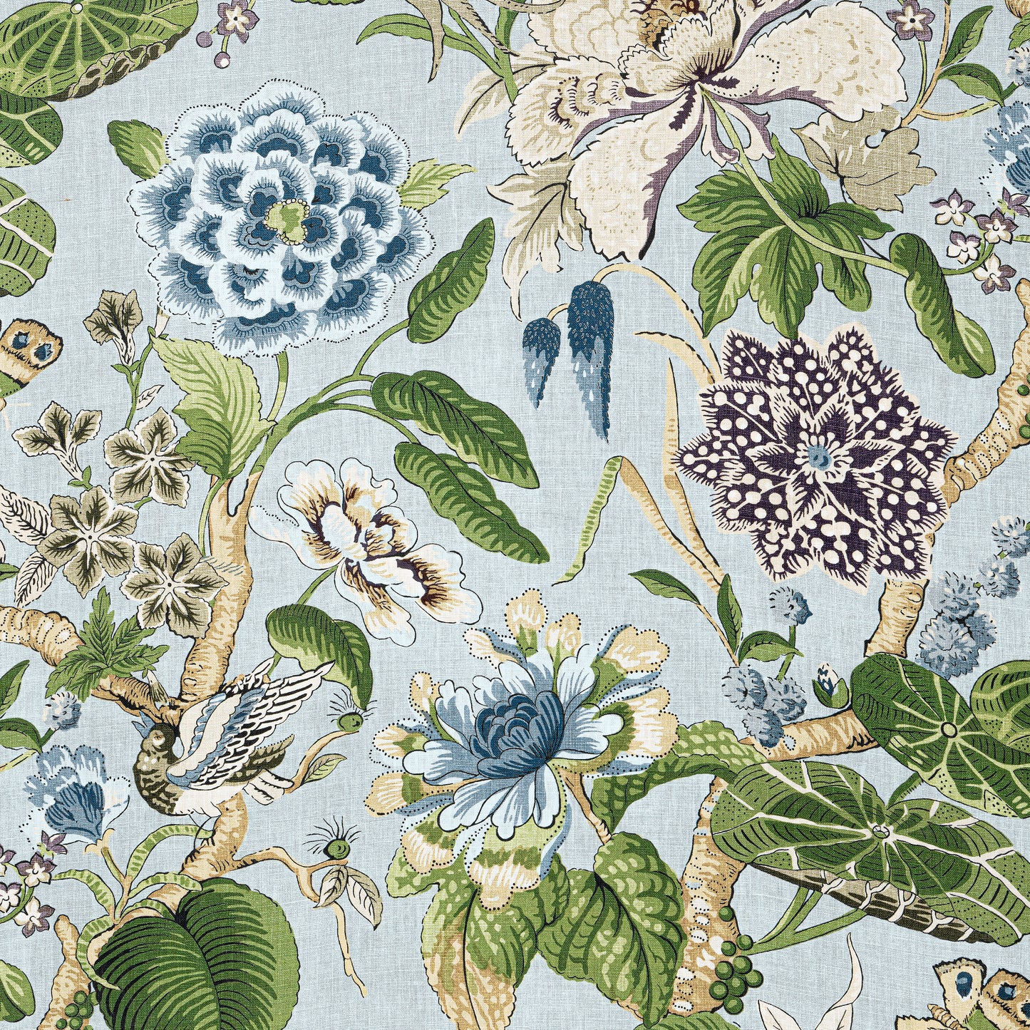 Purchase Thibaut Fabric Product F913654 pattern name Hill Garden color Spa Blue