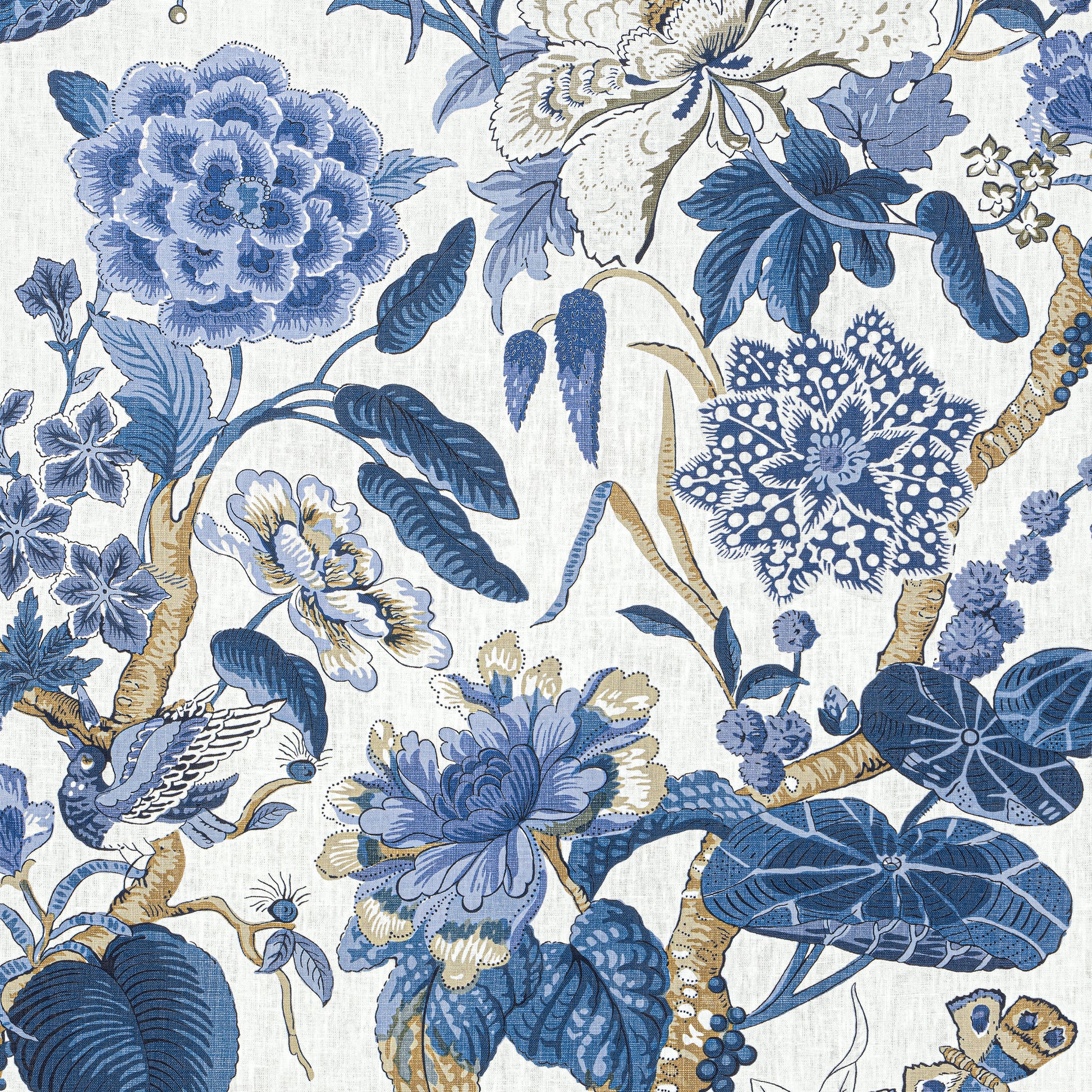 Purchase Thibaut Fabric Item# F913659 pattern name Hill Garden color Blue and White