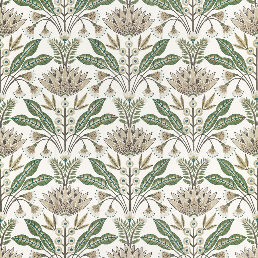 Find Thibaut Fabric Item# F914610 pattern name Lotus color name Green and Beige.