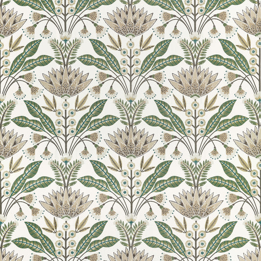Find Thibaut Fabric Item# F914610 pattern name Lotus color name Green and Beige.