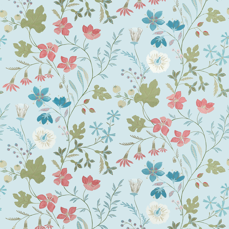 Find Thibaut Fabric Pattern# F914627 pattern name Bloom color name Spa Blue.