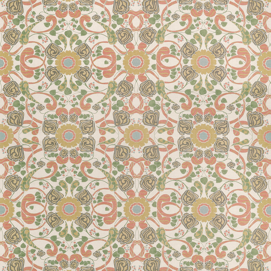 View Thibaut Fabric SKU F914646 pattern name Margaux color name Apricot and Sage.