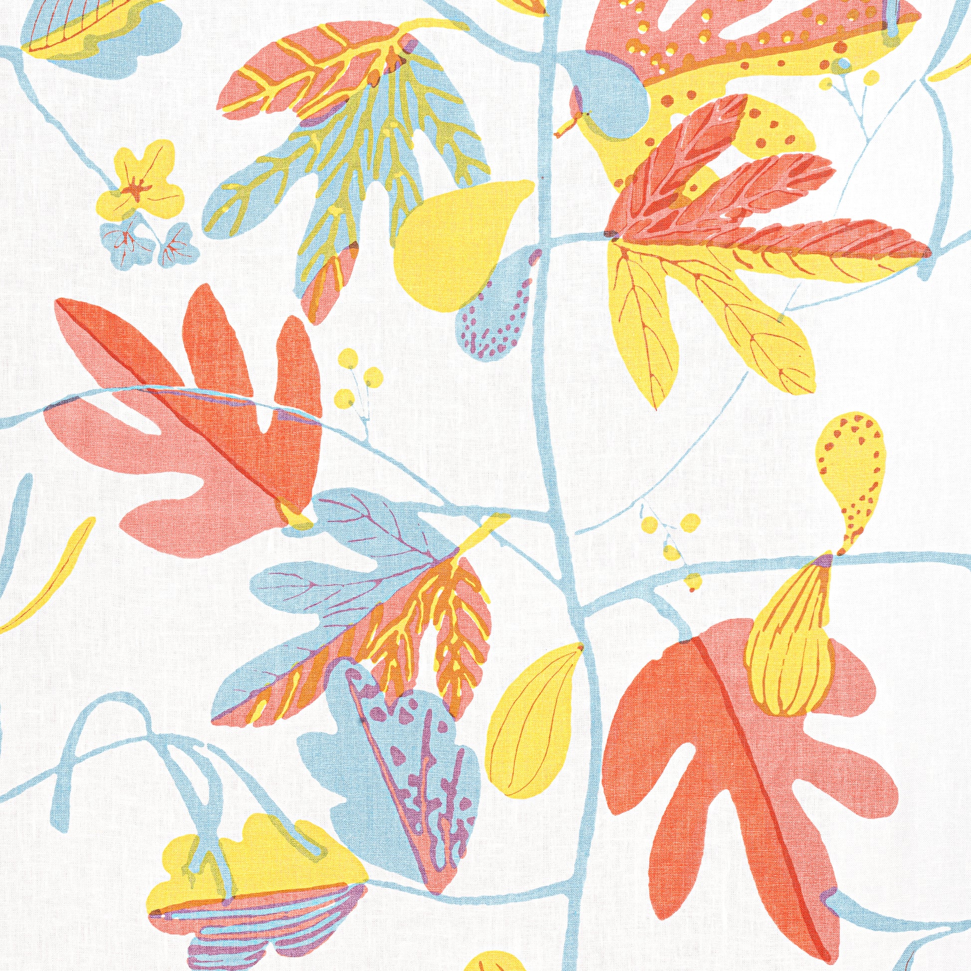 Purchase Thibaut Fabric Item F916206 pattern name Matisse Leaf color Coral and Yellow