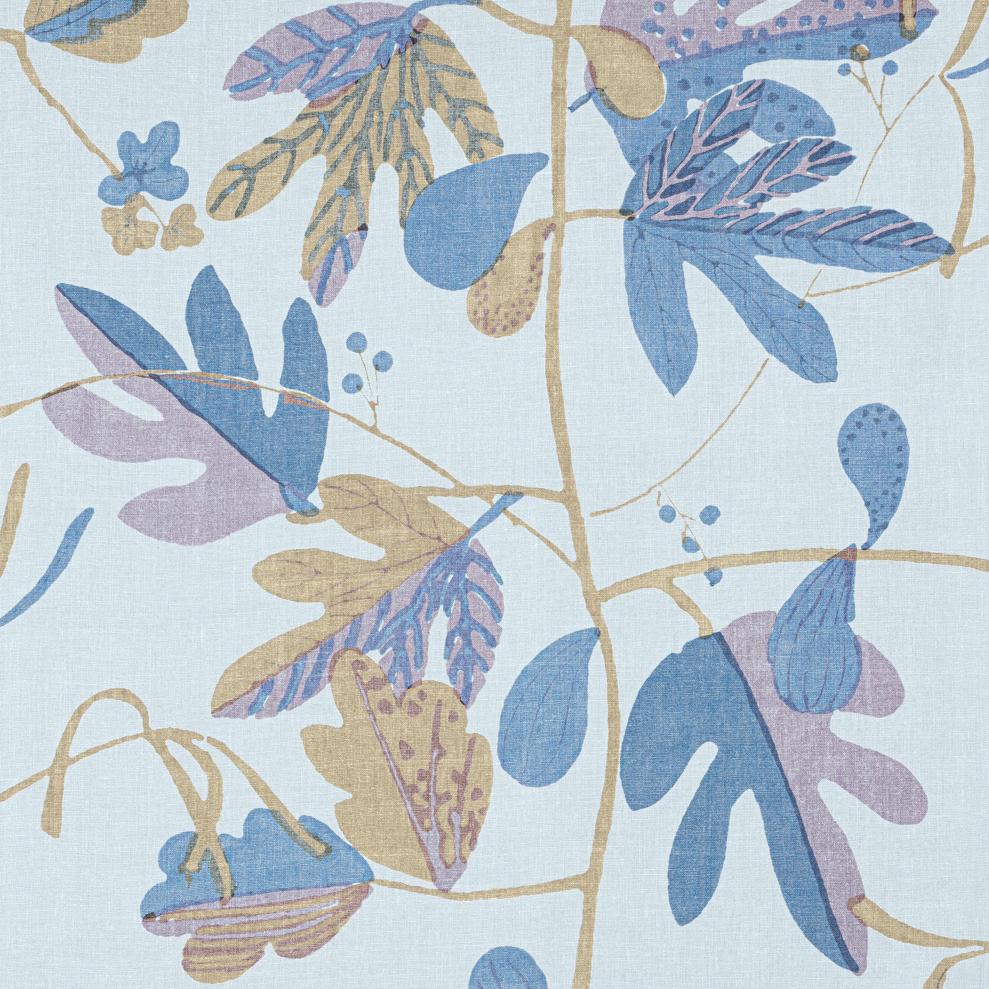 Purchase Thibaut Fabric Pattern number F916210 pattern name Matisse Leaf color Lavender and Blue