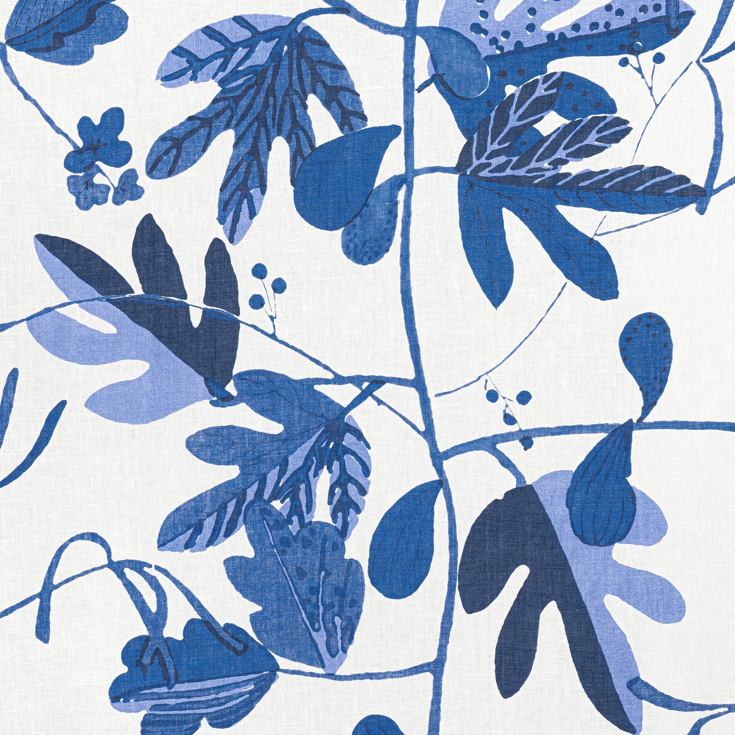 Purchase Thibaut Fabric SKU# F916211 pattern name Matisse Leaf color Blue and White