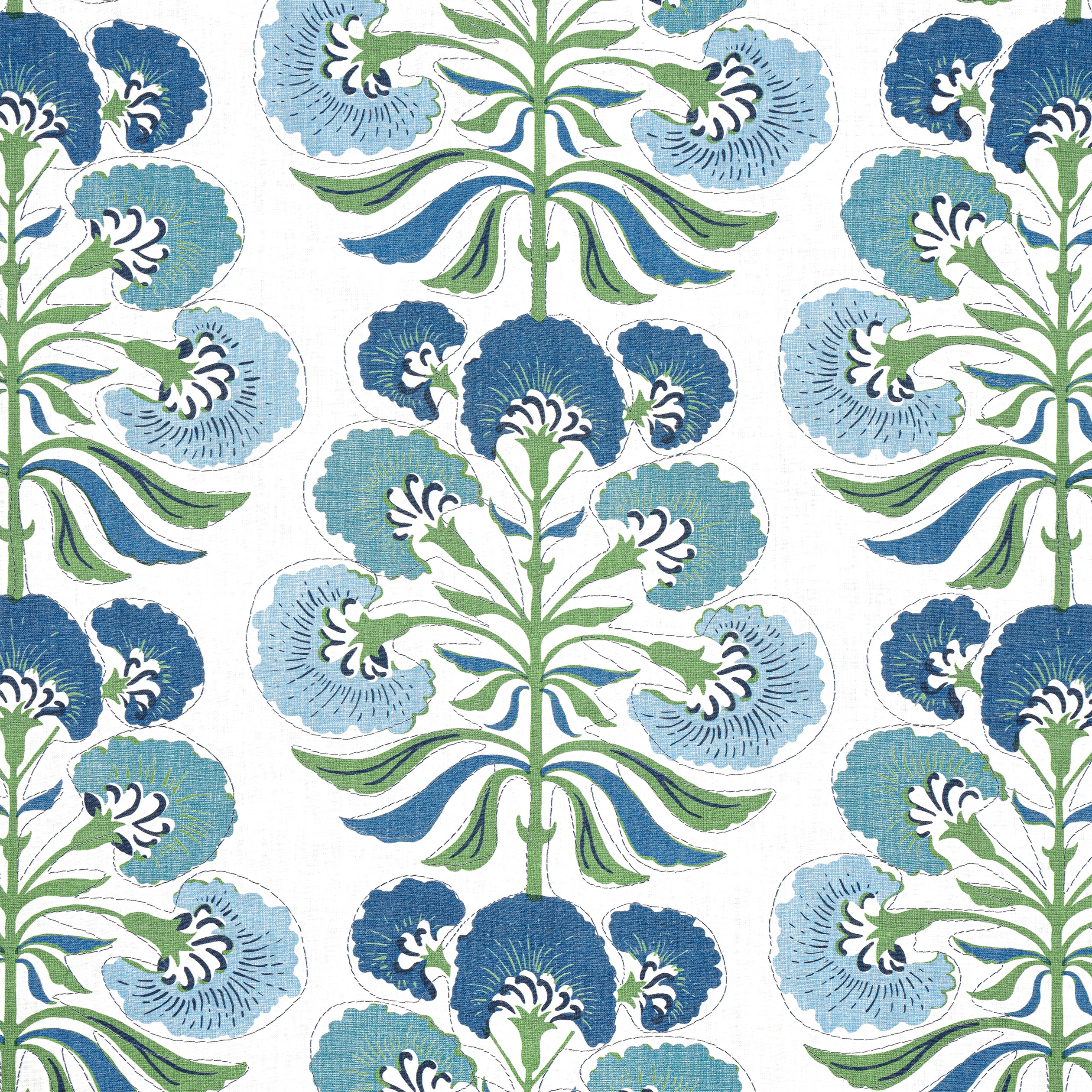 F916215 | Tybee Tree, Green and Blue - Thibaut Fabric