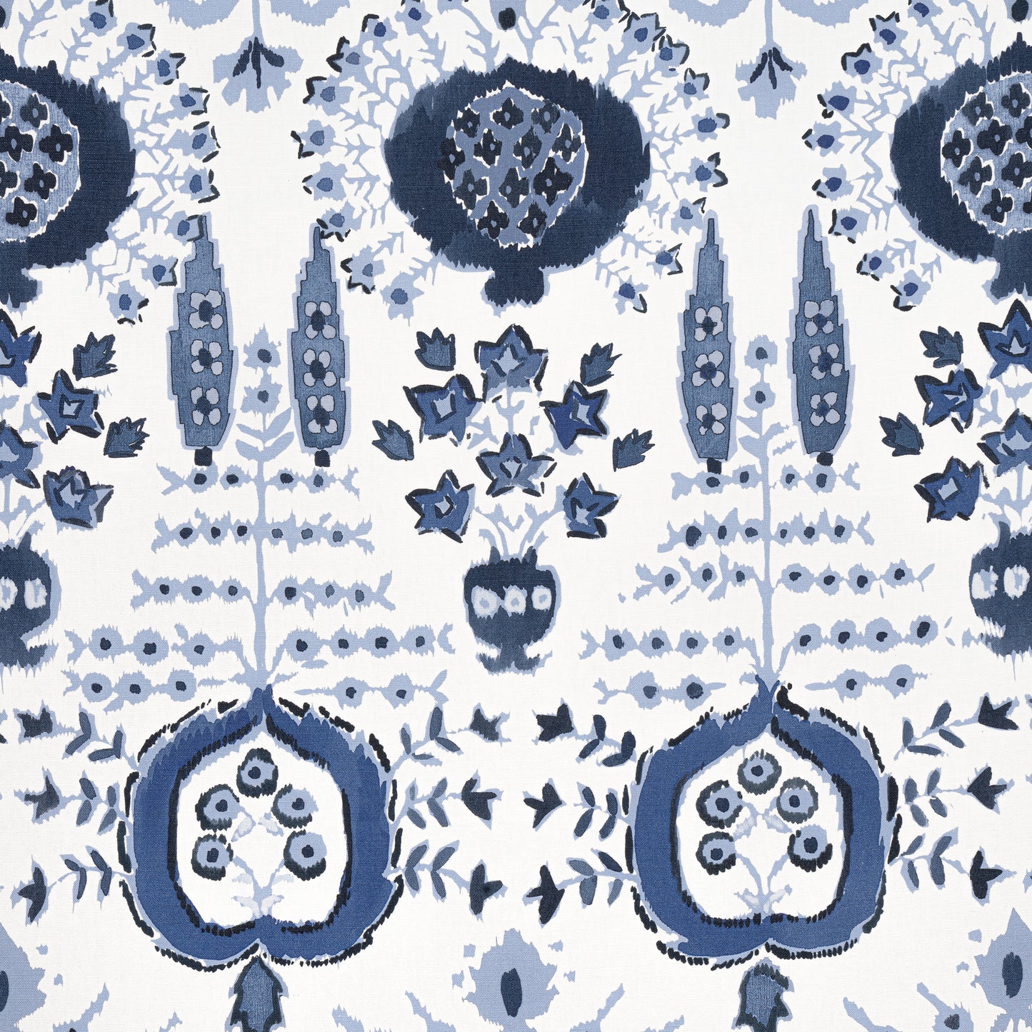 Purchase Thibaut Fabric Item F916239 pattern name Mendoza Suzani color Blue and White