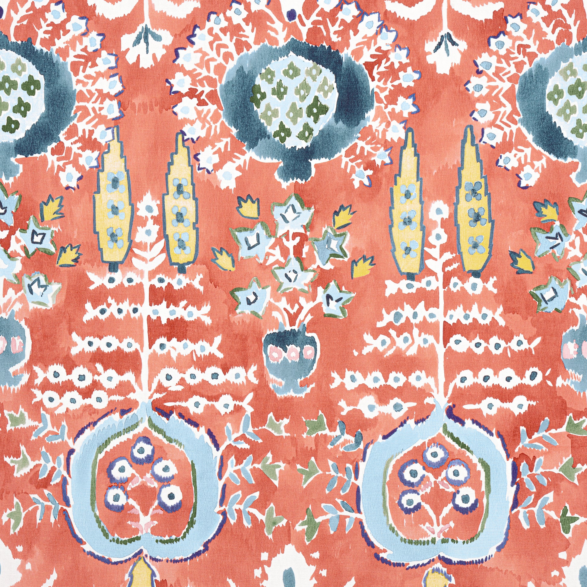 Purchase Thibaut Fabric Pattern number F916243 pattern name Mendoza Suzani color Coral