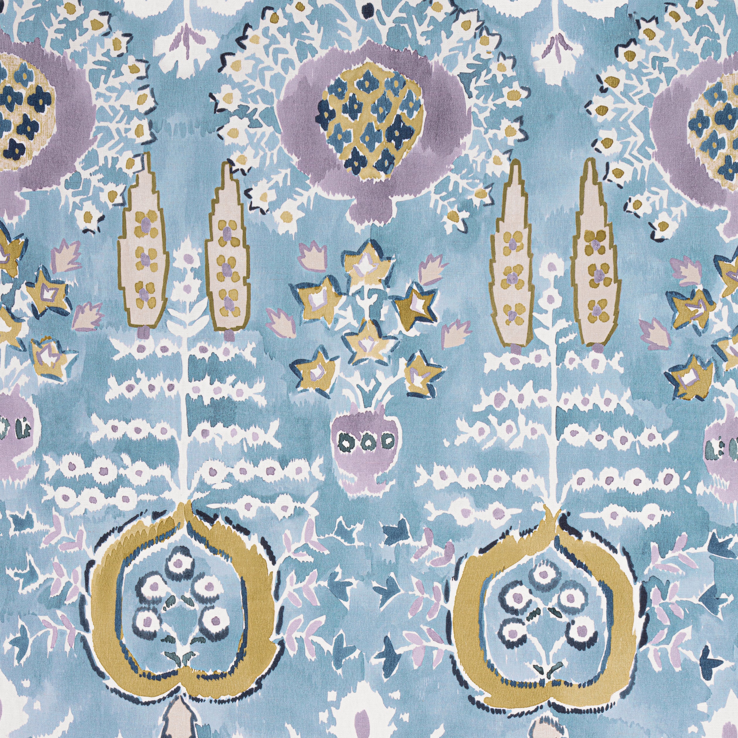 F916244 | Mendoza Suzani, French Blue and Lavender - Thibaut Fabric