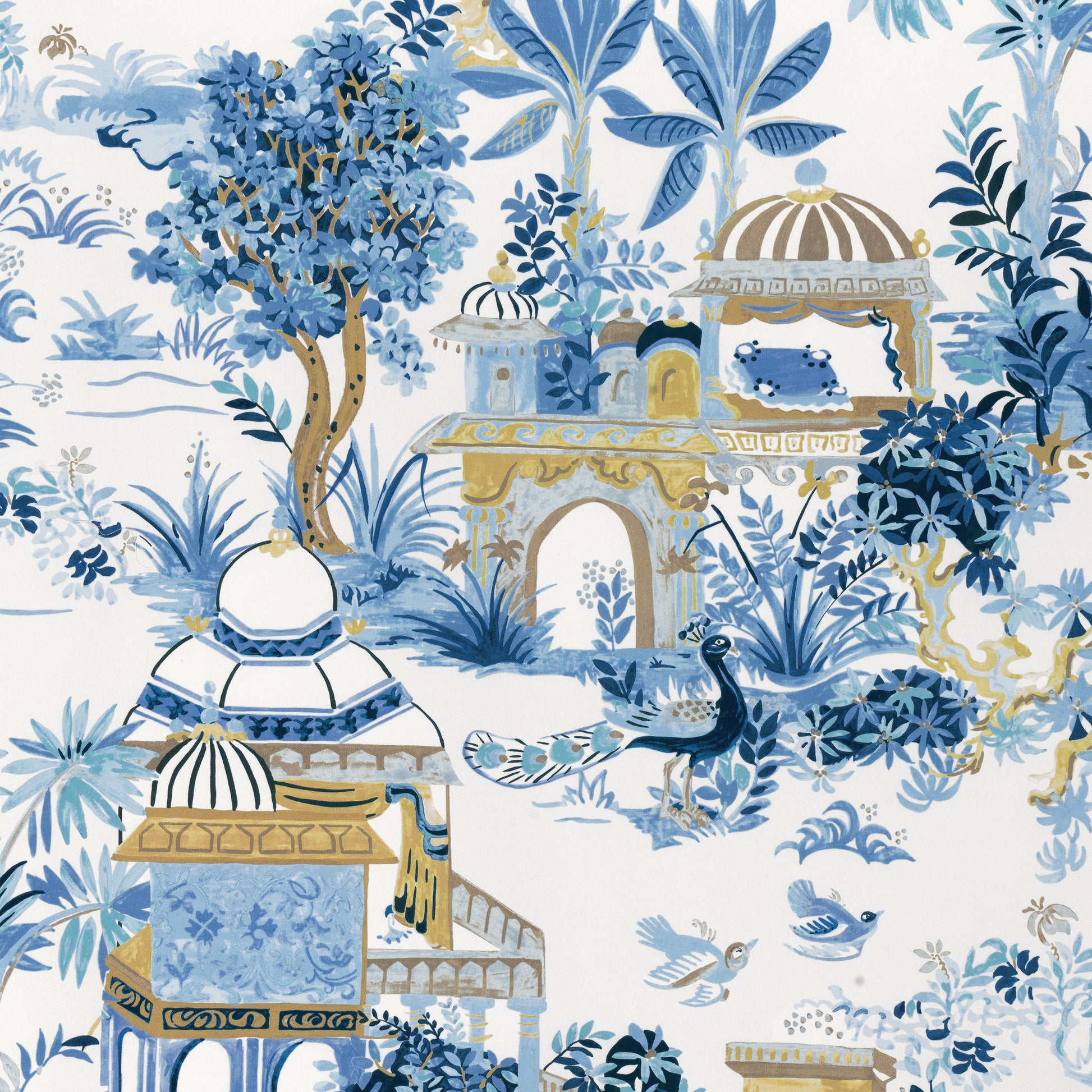 Purchase Thibaut Fabric Item# F920821 pattern name Mystic Garden color Blue and White